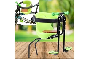 FUTCHOY Bicycle child front seat, Baby Bicycle Seat, Front child bicycle seat with armrests and pedals, Kids Bike Seat for Adult Bike, Green.