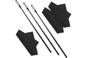 DIVINA VITAE Zestaw do czyszczenia fletu, 2 szt. pręt do czyszczenia fletu i 3 szt. ściereczki do czyszczenia fletu, zestaw do czyszczenia saksofonu do czyszczenia i polerowania (czarny)