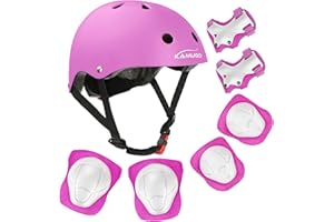 KAMUGO Kids Bike Helmet, Toddler Helmet for Ages 2-8 Boys Girls with Sports Protective Gear Set Knee Elbow Wrist Pads for Skateboard Cycling Scooter Inline Skates