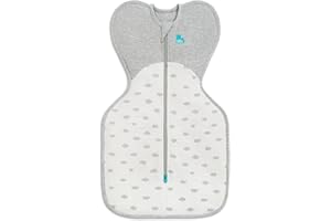 Love To Dream Swaddle Up, Small 3.5-6 kg, White Mint Cloud, Snug Fit Supports Good Sleep, 1.5 Tog Suitable All Year for (18-22°C) Temperature, Machine Washable & Double Zip for Easy Nappy Change