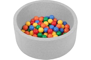Petsona Foam Dogs Pool With Balls, Pets Soft Ball Pit, Dry Paddling Pool, Removable And Washable Cover, Lightgrey:Yellow/Green/Blue/Red/Orange