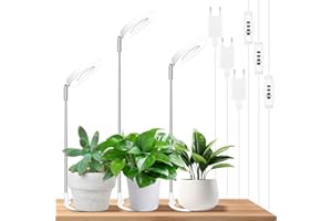 YOJZMA 3 Pacco Luce di Crescita per Piante, Luce LED a Spettro Completo per Piante da Interno con Base, Timer Automatico 3/9/12 Ore, 3 Spettri Opzionali, 10 Livelli di Luminosità