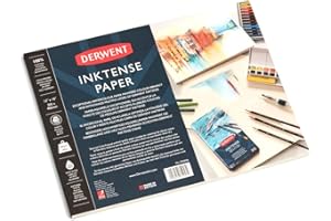 Derwent Inktense - Bloc de Papier (305 x 406 mm), 20 Feuilles de Papier Blanc, Papier Aquarelle Texturé Pressé à Froid, Idéal pour Superposer les Couleurs Inktense, Qualité Professionnelle (2305836)