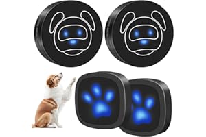Whimsii - Timbre para perro, timbre inalámbrico para ir al aire libre, botones impermeables IP55, 55 melodías, 4 niveles de volumen y alcance de 950 pies (negro, 2 receptores, 2 transmisores)