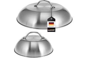 bremermann - Campanas para Hamburguesas, Campana de cocción, Tapa para Barbacoa, Acero Inoxidable, 22,5 cm y 32 cm de diámetro