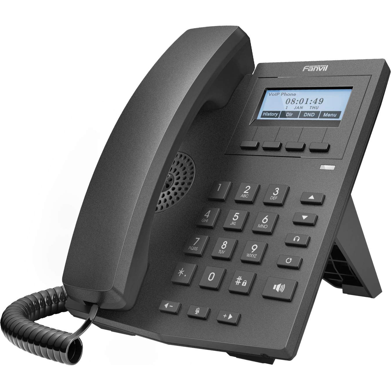 Fanvil X1E IP Phone for Office | VoIP Phone for Small and Medium-Sized Business Featuring 2 SIP Lines 128 * 48 Inscrn with 2 Years Warranty (Non PoE)