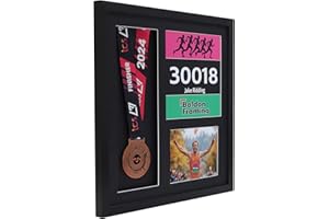 BOLDON FRAMING Large Medal display Frame with Apertures for Bib and Photo. Handmade. Perfect for Runners, Swimmers, Cyclists, Athletes | Marathon Medals