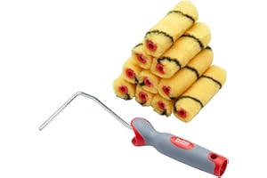 ProDec 11-częściowy, 4-calowy, tkany mini wałek malarski z miękkim uchwytem do gładkiego malowania farbami emulsyjnymi na ścianach wewnętrznych i sufitach, 4"