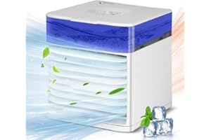Mini Raffreddatore d'aria, Condizionatore Portatile, LuLuanping 3-in-1 Condizionatore D'aria/Ventilatore/Umidificatore/Purificatore d'aria, 3 Velocità, 7 LED Colori, per la casa e l'ufficio