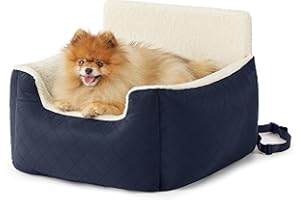 LE SURE Lesure Small Dog Car Seat - Waterproof Dog Booster Seat, Puppy Car Bed With Clip-On Leash for Pet Travel Carrier Bed, 54.5x49.5x38cm, Blue