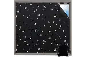 ZOCONE Temporary Blackout Blinds Stick On 100 x 145cm, Patterned Black Out Blinds No Drill for Windows Fits Any Size, Portable Blackout Blind with 20 Self Adhesive Fasteners for Bedroom and Travel
