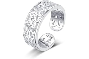 FUNEIA Bague d'orteil réglable en argent sterling 925 pour femme, lune, étoile, fleur, cœur, queue ouverte, ensemble de bagues de pied pour l'été, la plage