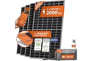 Solarway® All In One Balkonkraftwerk mit Speicher 2000W komplett Steckdose - 1,6 kWh Anker Solix 2 PRO Speicher - Solaranlage Komplettset - 500W Solarmodule & Anker Speicher & Zubehör