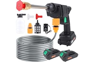 YIK TUNG 300W Cordless Pressure Washer, 12V Portable Battery Power Washer with 2 Battery, Pressure Spray Water Gun with Accessories Kit, Jet Washers for Car, Fence, Floor Cleaning, garden
