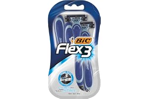 BIC Flex 3 Disposable Razors for Men - Triple Blade Light Handle Razor Blades - Pack of 4