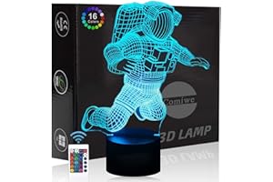 COMIWE Astronauta 3D Illusion Luce Notturna Giocattoli 16 Colori Cambiano Smart Touch & Telecomando,Decor per la Casa Lampada da Comodino LED Lampada da Scrivania,Regalo di Natale per Ragazzi Bambini