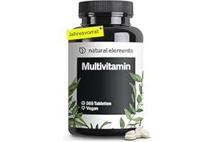 ‎NATURAL ELEMENTS natural elements Multivitamin – 365 vegane Tabletten – Jahresvorrat – wertvolle Vitamine A-Z, mit Vitamin K1 und K2 – ohne unnötige Zusätze – in Deutschland produziert & laborgeprüft