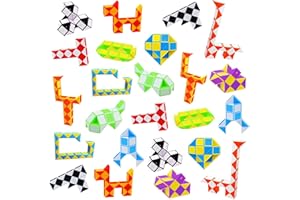 Mesybveo 24 Pezzi Serpente Magico, Serie di Puzzle della Bacchetta contorta, Giocattolo Pieghevole Righello Magico, Giocattoli intellettuali per Bambini, per Regali di Compleanno, Regali di Festa