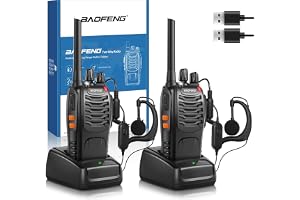 Professionella Walkie Talkies med lång räckvidd för vuxna med uppladdningsbara batterier, tvåvägsradio 16 kanaler med USB-laddare och öronstycken som stöder VOX-funktion (svart, 2 st)