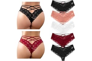 Zilams Stringi damskie seksowne koronkowe bielizna z niskim stanem, majtki damskie, wielopak, hipsterska bielizna damska, bikini
