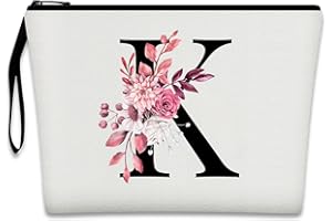 Bliceon A-Z Personalisierte Make-up-Tasche, Geburtstagsgeschenke für Frauen und Mutter, personalisierte Geschenke für Frauen, Geschenke für Freundinnen, Braut und Brautjungfern Kosmetiktasche - K