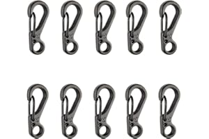 FLZONE 10pcs Mini Moschettone Ganci,Mini Moschettoni Fibbia Zaino a Molla Ganci per Campeggio Arrampicata Escursionismo Portachiavi All'aperto (Nero)