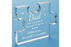 WELSKY Fathers Day Dad Gifts, Dad Birthday Gifts, Engraved Acrylic Block Puzzle, for Dad from Daughter Son(3.35 x 2.76 Inch)