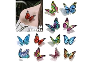 Acevegue 110 Piezas Tatuajes Temporales Adultos, 3D Tatuajes Falsos Mariposas Decorativas, Tatoos Temporales Adultos Calcomanias Piñata Cumpleaños