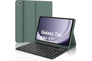 SENGBIRCH Custodia con Tastiera Samsung Galaxy Tab A9 Plus, Tastiera Samsung Galaxy Tab A9+ 11", Samsung Galaxy Tab A9+ Cover con Tastiera Italiano, Tastiera Bluetooth Wireless & Slim Smart Cover, Verde Scuro
