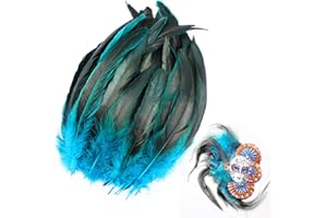 Ezydka 100 piume di gallo, 20-25 cm, piume decorative, piume di fagiano, piume naturali, piume di fagiano, piume di fagiano, piume grandi per decorare maschere da festa, blu