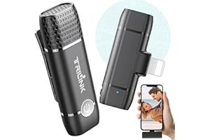TRILINK Wireless Lavalier Mikrofon für iPhone iPad, Plug Play Ansteckmikrofon-Lightning-Kabellos, Mini Clip Microphone Funk für Streaming, YouTube, Facebook, Aufnahmen, Auto-Sync, Rauschunterdrückung