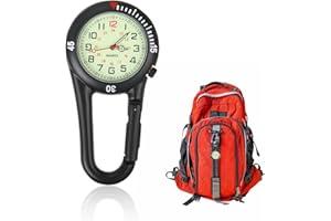 ueslwser Women's Pocket FOB Watches Luminous Face Carabiner Clip-On Watch - Waterproof, Stainless Steel, for Men, Paramedics, Doctors, Nurses, Workers, Climbing, Sport