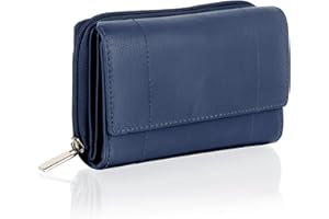 Woodland Leathers Purses for Women, Real Leather RFID Protection Small Purse Wallet with Card and Zip Coin Pockets
