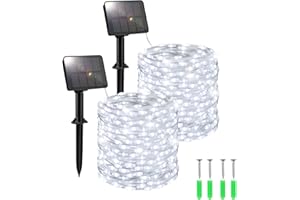 FFZZKJ Solar Lights Outdoor Garden Waterproof Total 240LED 12Mx2 Pack Outdoor Solar Lights for Garden Patio Balcony Terrace Veranda Tree, Cold White