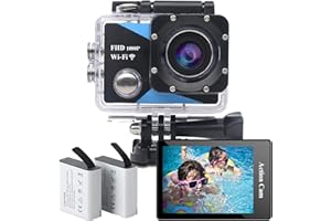 Nvgfelis Camara Acuatica WiFi FHD, Cámara Subacuática Resistente al Agua hasta 30 m, Camara Acuatica Sumergible con 2 baterías Recargables de 1050 mAh y Juego de Accesorios