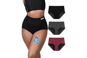 TIICHOO Bragas Menstruales Cintura Alta Flujo Abundante Rope Interior Mujer Regla Periodo Cómodo Respirable Absorbente y Lavable
