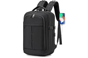 BAGZY Mochila Viaje Cabina Avion 40x20x25 Mochila Escolar Bolsa Cabina Puerto USB Mochila Portatil 15.6 Pulgada Mochila Viaje Oxfor Mochila Hombre Bolsa de Mano Equipaje de Mano (Negro)