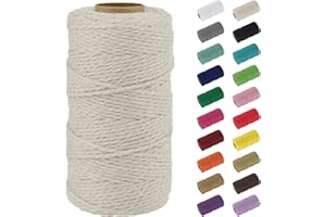 Uiopa Macrame Corde 2mm x 100m, Naturel Fil Macramé Fil de Coton Ficelle Corde, DIY Cordelette pour Tressée, Tapisserie de Plante, Tenture Murale, Cadeau Décoration, Emballage (Naturel)