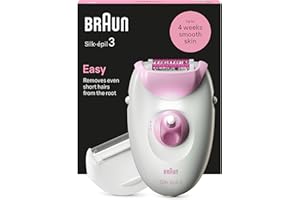 Braun Silk-épil 3, Corded Epilator for Hair Removal, Weeks of Smooth Skin, with Lady Shaver Head & Trimmer Comb, 3-031, Pink