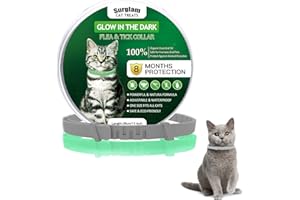SURGLAM Collier Anti-puces et tiques pour Chats,Lumineux Traitement Contre Les puces, Protection Efficace Pendant 8 Mois, Imperméable et Réglable pour Les Chatons de Toutes Tailles