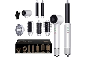‎OKWRAP OKWRAP Airstyler Hair Styler Set 7 in 1 With 110000 U/Min Hochtouriger Motor Haartrockner Warmluftbürste 320 Millions lonic Hair Styler Set Mit Luft Lockenstab, Föhn, Glättbürste, Licht,Leise