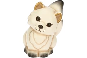 THUN, Volpe Bianca Perla in Ceramica di Alta Qualità, Versione Piccola, Collezione Inverno Incantato, Statuine da Collezione, Idea Regalo per Natale, 6,3 x 7,3 x 8,4 cm