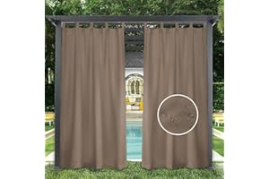GZQIAWY 1 Panel Outdoor Curtains Waterproof Indoor Blackout Privacy Curtain for Patio Pool Hut Pavilion Gazebo Pergola,120 in x 95 in (W x L),Brown