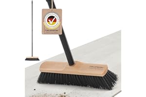Hausfelder Escoba para Interiores con Mango, Escoba de Madera para Recoger Polvo, Escoba y Cepillo para Interiores, cerdas Suaves (30 cm)