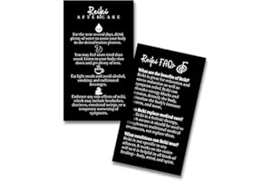 LASHICORN Reiki Aftercare Cards | 50 Pack | Size 2x3.5" inch Business Card | Black with White Design
