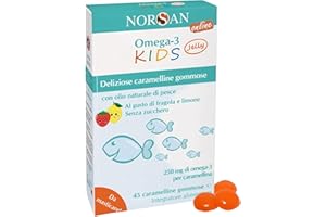 NORSAN Omega 3 KIDS Jelly 45 pastilles hautement dosées/omega 3 enfant 1.000mg par dose journalière/huile de poisson avec EPA & DHA/dose journalière 2 capsule oméga 3 fish oil