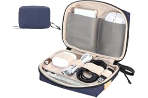 SIMTOP Borsa Organizer Per Cavi Piccola, Compatta Per Accessori Per Laptop, Organizer Per Cavi, Schede SD, ideale per Viaggi, Ufficio e Fotografia, Blu
