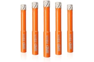 Zestaw wierteł diamentowych BGTEC 8 mm otwornica do granitu, marmuru, muru, betonu, płytek/ceramiki, szkła, twardego plastiku, 5 szt. zestaw wierteł próżniowych z rdzeniem diamentowym