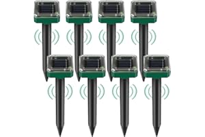 GBKDQQ Solarny odstraszacz kretów, 8 sztuk, ultradźwiękowy odstraszacz kretów, norników, szkodników o stopniu ochrony IP65, do trawnika, ogrodu, 8 sztuk