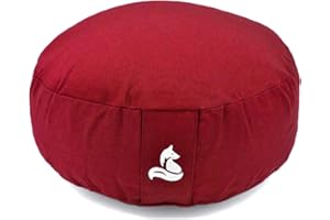 METAFOX Cojín de meditación de trigo sarraceno 'Holiday Red' – Almohada de meditación suave y cómoda para tu práctica de yoga – 15 x 31 cm, almohada de trigo sarraceno natural en algodón de alta calidad